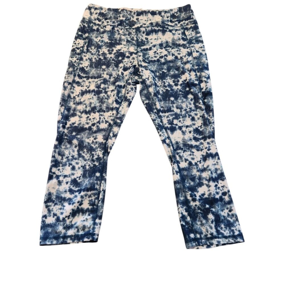 XPBX PRO Leggings Cropped Stretch Black White Tie‎ Dyed Running Yoga XL EUC